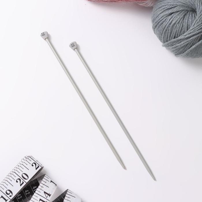 Спицы для вязания, прямые, с тефлоновым покрытием, d = 4 мм, 20 см, 2 шт