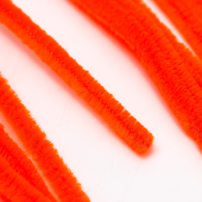 Проволока с ворсом для поделок и декора, размер 1 шт. 30 × 0,6 см, цвет оранжевый неон