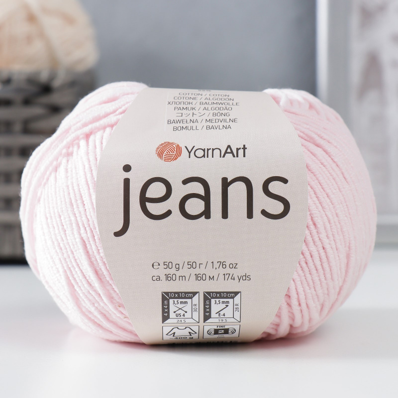 Пряжа "Jeans" 55% хлопок, 45% акрил 160м/50гр (74 розовый)