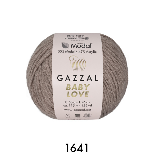Пряжа Gazzal Baby Love,  55% - модал, 45% - акрил, 50гр/115м, цв.1641 – какао