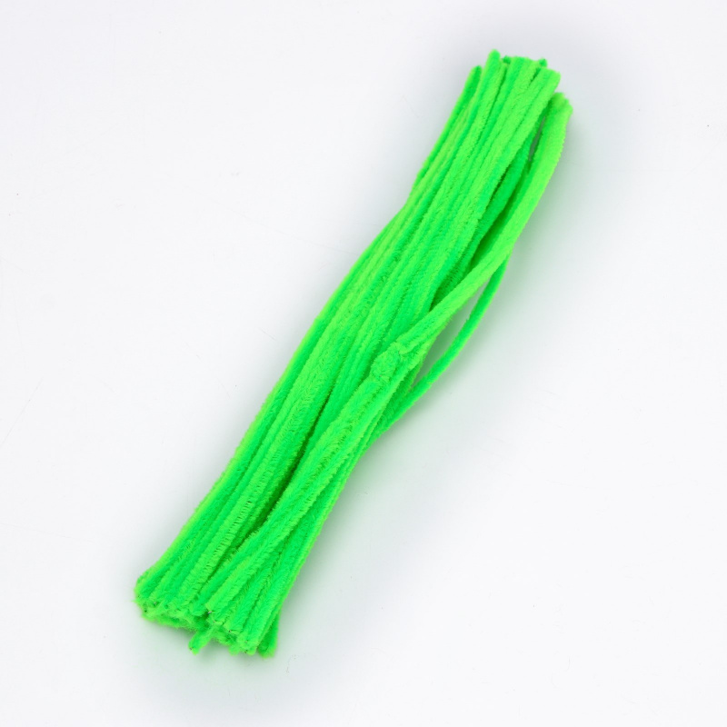 Проволока с ворсом для поделок и декора, размер 1 шт. 30 × 0,6см, цвет зелёный неон