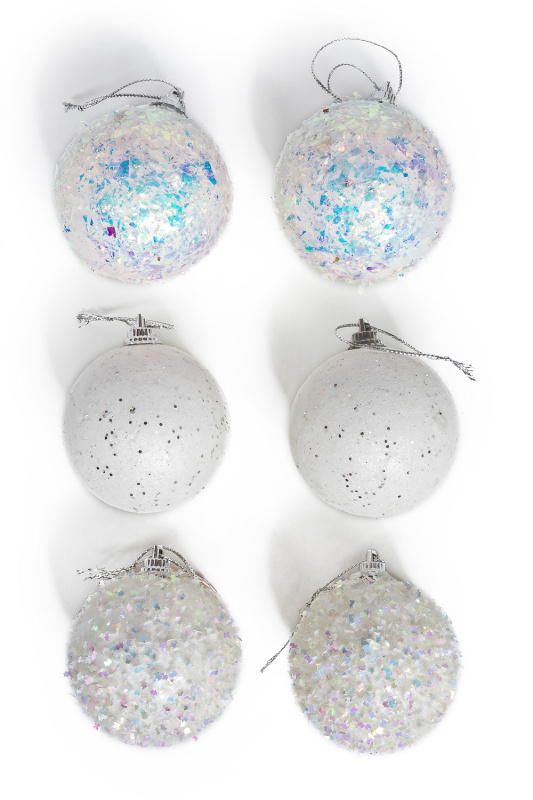 Новогодние шары 6 см SF-7334, белый