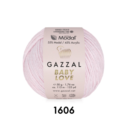 Пряжа Gazzal Baby Love,  55% - модал, 45% - акрил, 50гр/115м, цв.1606 – пыльно-розовый