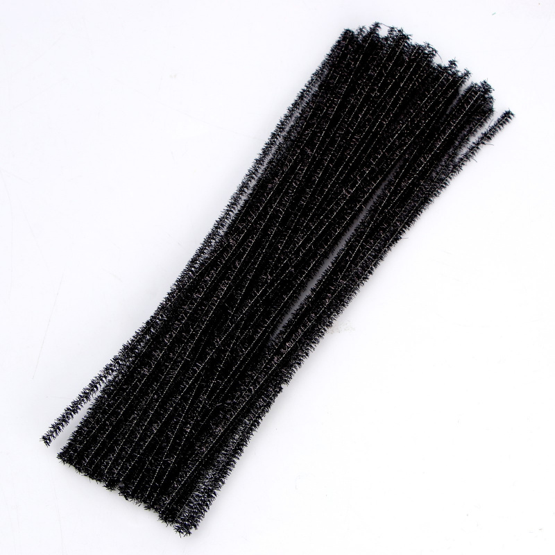 Проволока с ворсом для поделок «Блеск», размер 1 шт. 30 × 0,6 см, цвет чёрный
