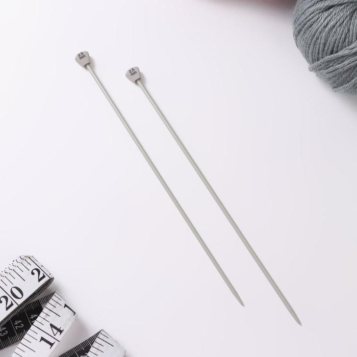 Спицы для вязания, прямые, с тефлоновым покрытием, d = 2,5 мм, 20 см, 2 шт