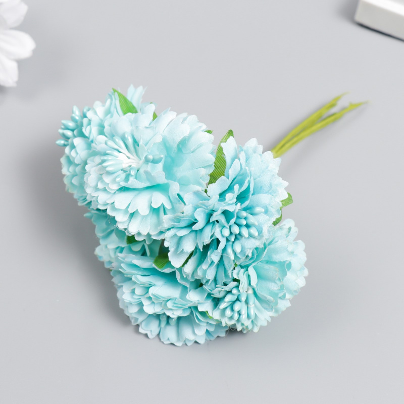 Цветы для декорирования "Астра лазурная" 1 букет=6 цветов 10 см
