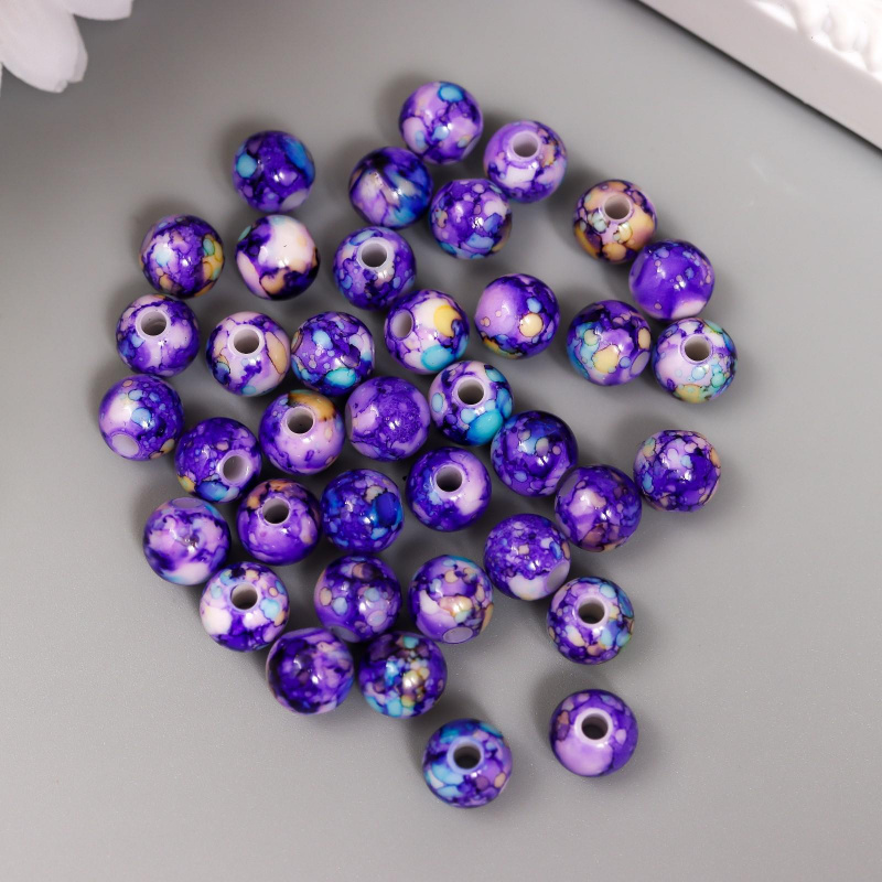 Бусины для творчества пластик "Шарики шамот фиолет" d=1 см (15шт)