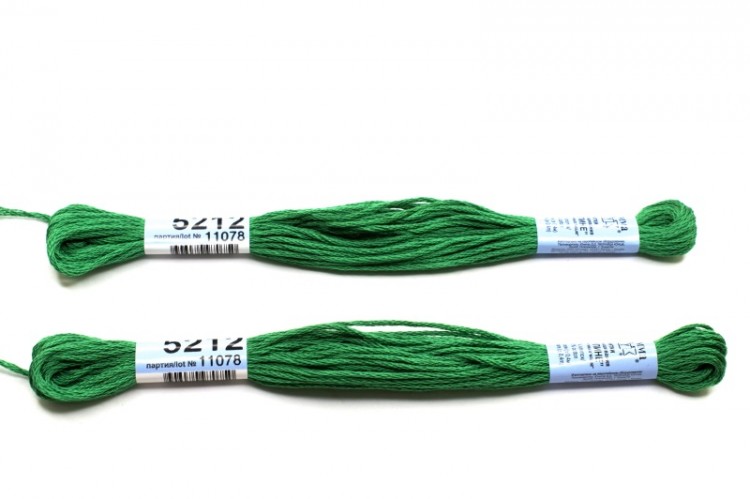 Нитки для вышивания Gamma мулине (3173-6115) 100% хлопок 8 м цв.5212 т.зеленый