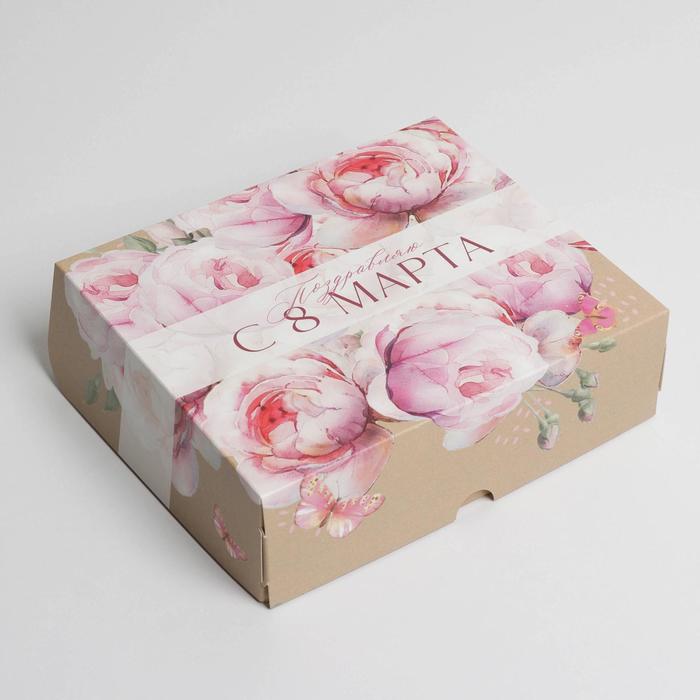 Коробка для кондитерских изделий «Поздравляю с 8 марта», 17 × 20 × 6 см