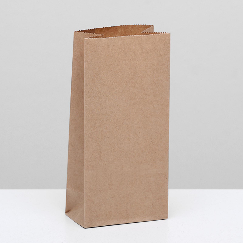 Пакет крафт бумажный фасовочный, прямоугольное дно 8х5х17 см