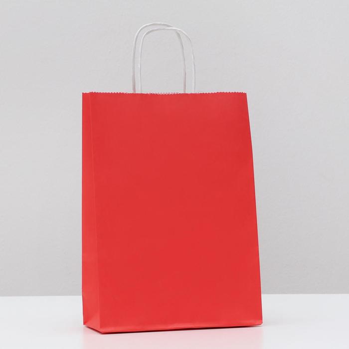 Пакет подарочный крафт Красный, 18 х 8 х 25 см