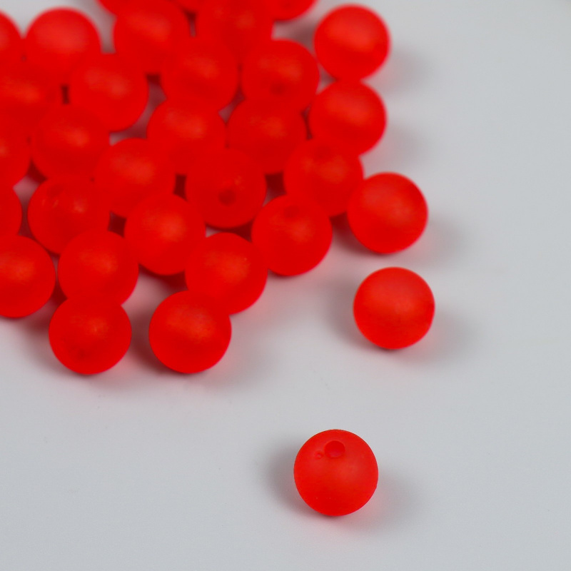 Бусины пластик "Астра" 10 мм, 14-15 шт, красный