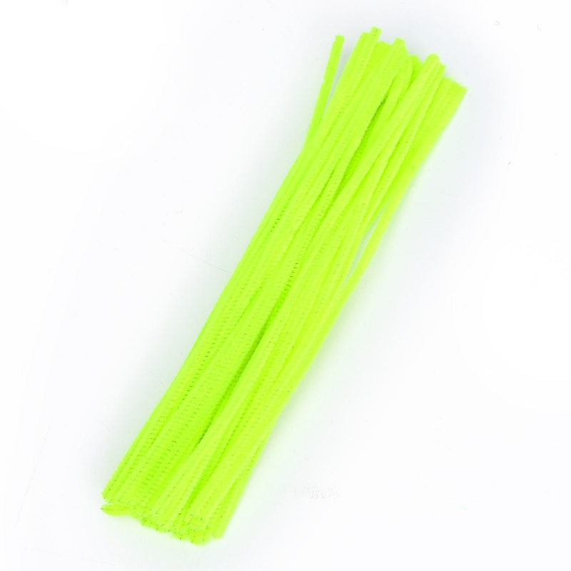 Проволока с ворсом для поделок и декора, размер 1 шт. 30 × 0,6 см, цвет зелёный неон
