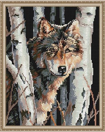 Алмазная мозаика 40х50, круглые стразы CK 438 Притаившийся волк