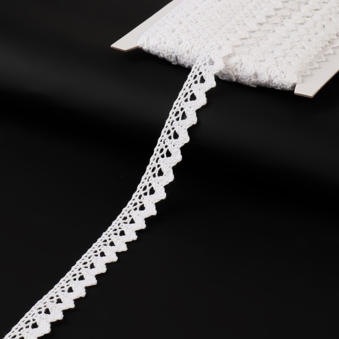 Кружево вязаное, 14 мм, цвет кипенно-белый