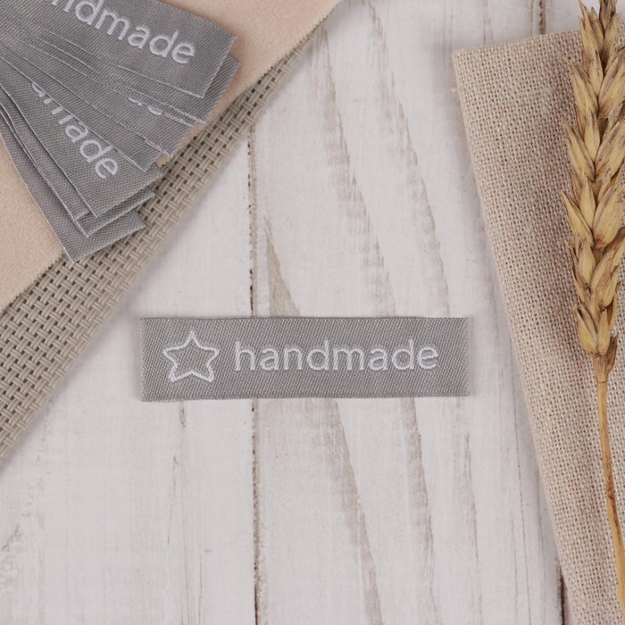 Нашивка «Handmade», 6 × 1,5 см, цвет серый