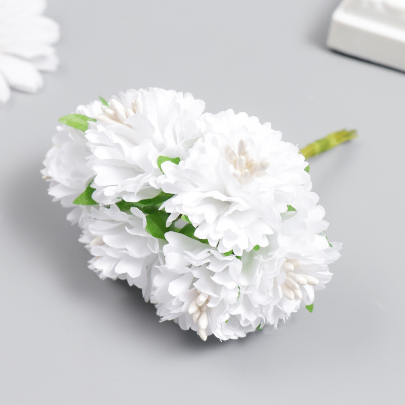 Цветы для декорирования "Астра белая" 1 букет=6 цветов 10 см