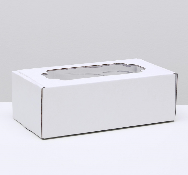 Коробка самосборная, с окном, белая, 23 х 12 х 8 см