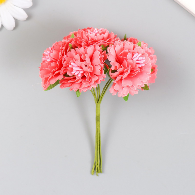 Цветы для декорирования "Астра коралловая" 1 букет=6 цветов 10 см