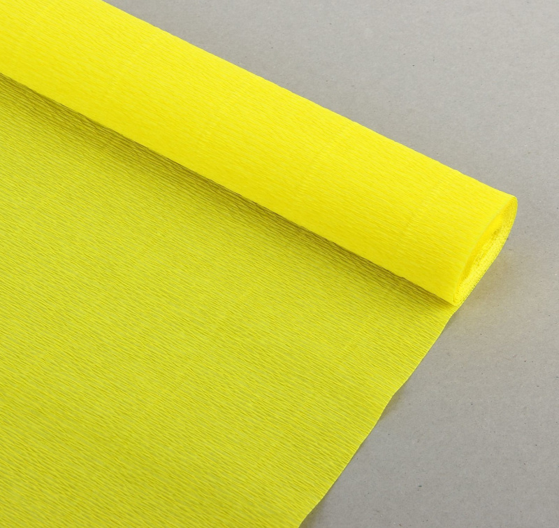 Бумага гофрированная Cartotecnica Rossi, желтая, лимонная 975, 0,5 х 2,5 м