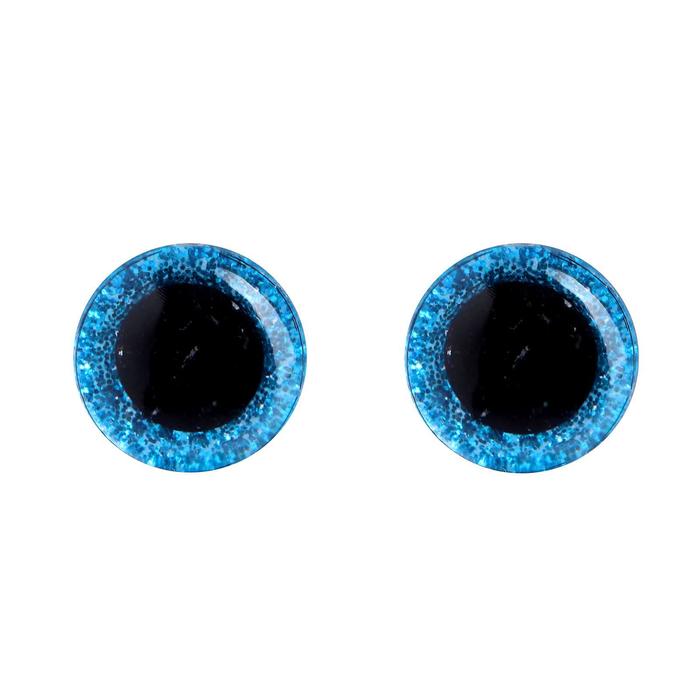 Глаза винтовые с заглушками, «Блёстки», размер 1 шт: 1,4 см, цвет голубой