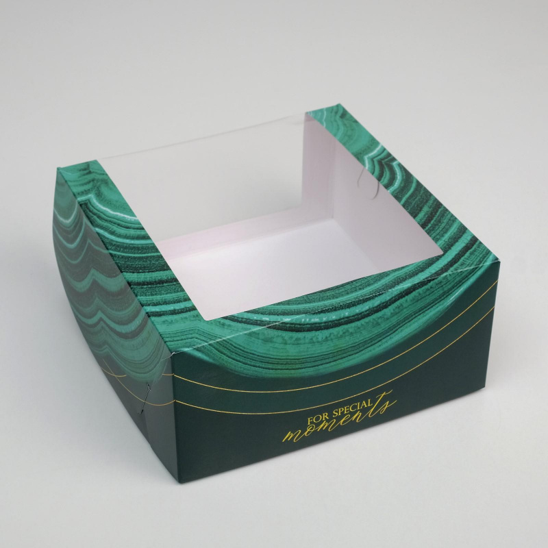 Коробка для торта с окном «Малахит» 23х23х11 см