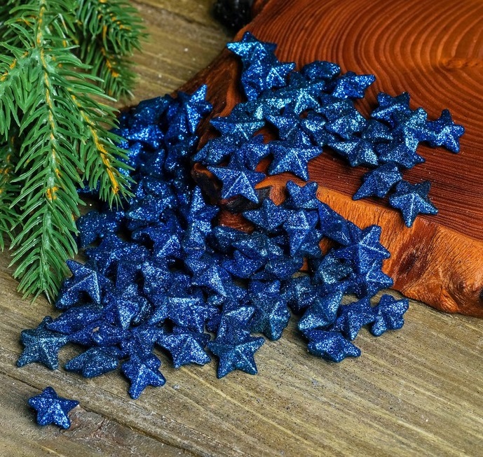 Фигурка для поделок и декора "Звезда", размер 1 шт. 1,5×1,5×1 см, цвет синий