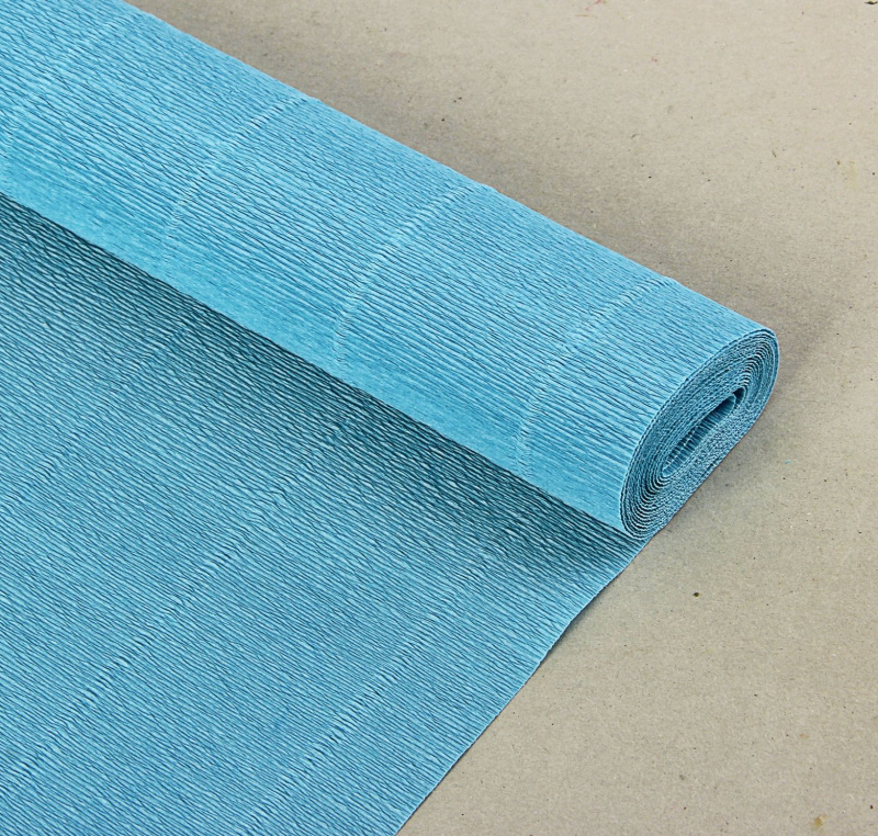 Бумага гофрированная Cartotecnica Rossi, лазурь, голубая 956, 0,5 х 2,5 м