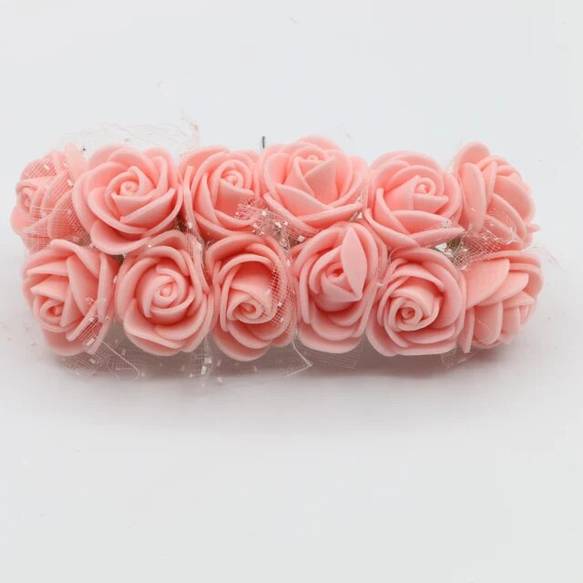 Головки цветков "Розочка" на веточке с сеточкой, розовый персик