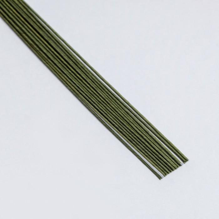 Флористическая проволока в бумажной оплётке "Зелёная", длина 36 см, 1,2 мм, 9шт