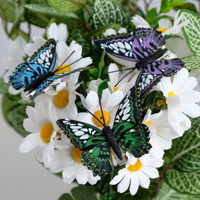 Бабочки для декора на прищепке, чёрный микс, 7 см