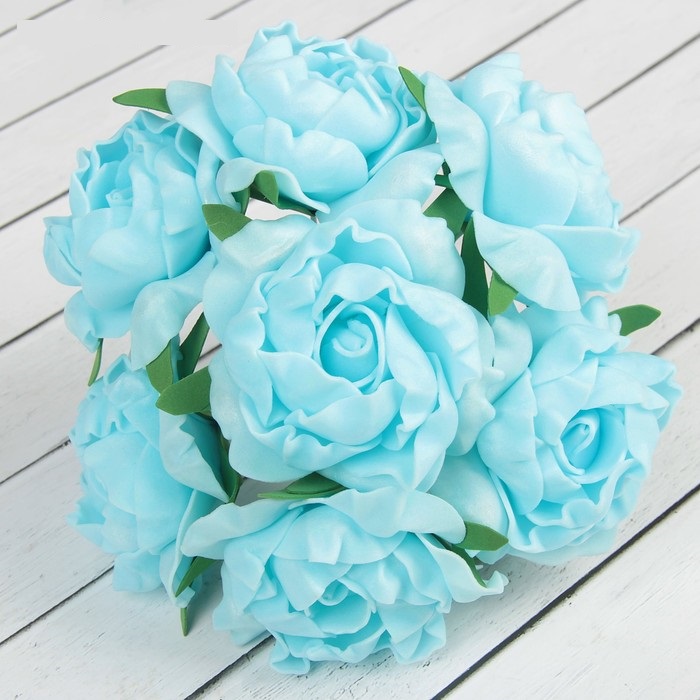 Букет "Объёмный цветок" 7 цветков, голубой