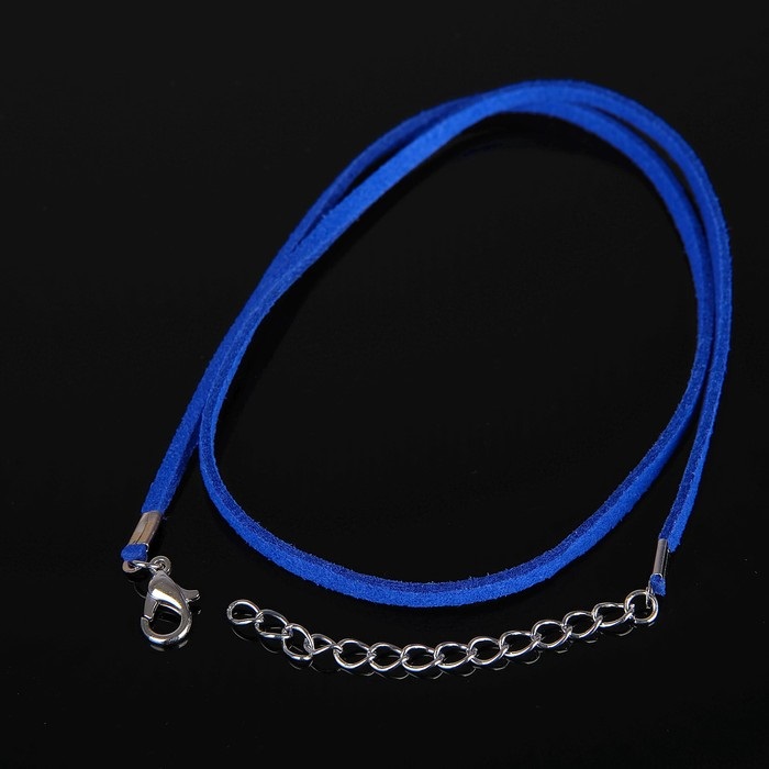 Шнурок замшевый с замком, 45см+удлинитель, цвет синий 1078