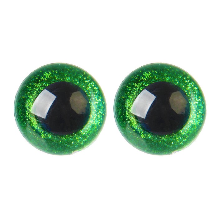 Глаза винтовые с заглушками, «Блёстки», размер 1 шт: 1,8 см, цвет зелёный