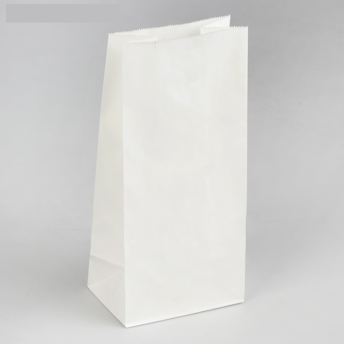 Пакет бумажный фасовочный, прямоугольное дно, белый, 12х8х25 см