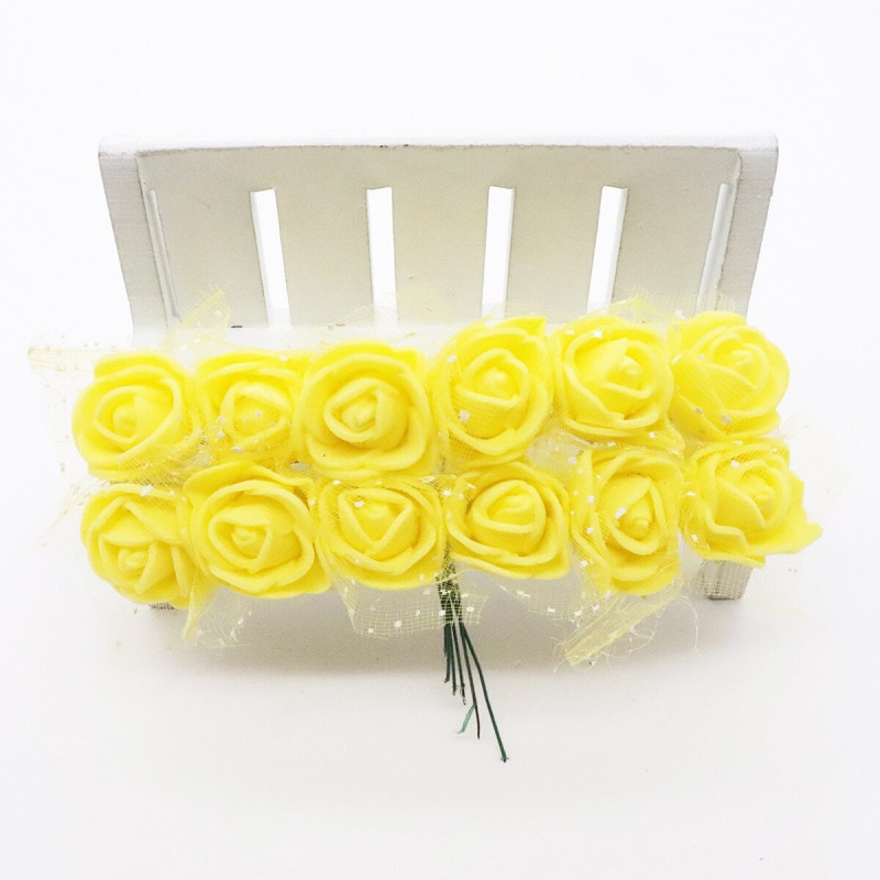 Головки цветков "Розочка" на веточке с сеточкой, желтый