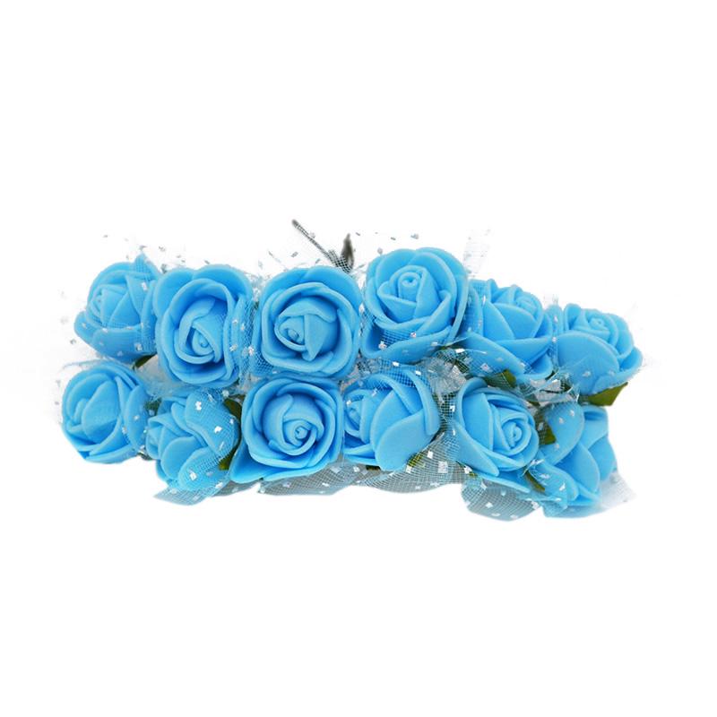 Головки цветков "Розочка" на веточке с сеточкой, голубой