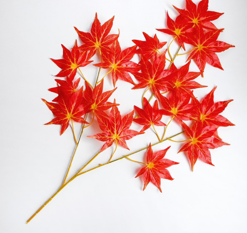 Декор «Листья на ветке» цвет красный